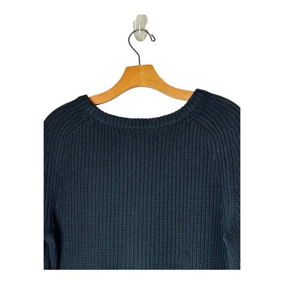 Oak‎ + Fort Sweater Women XS Washed Black Ribbed Knit Cotton Crew Neck Pullover - Picture 4 of 9